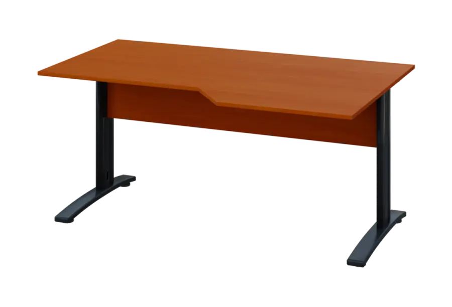 EZK 28 - 166 stůl kancelářský, rohový, pravý, kovová podnož černá, deska 25 mm, široký 1600 mm, třešeň šumavská